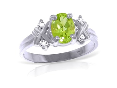 0.97 CTW 14K Solid White Gold Near You Always Peridot Diamond Ring