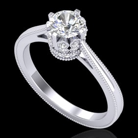 0.81 ctw VS/SI Diamond Art Deco Ring 18k White Gold