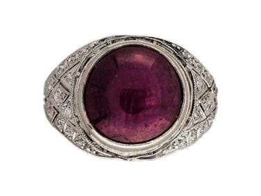 Vintage Antique Art Deco Platinum With 5.85ct Natural Star Ruby Engagement Ring Size 4.5