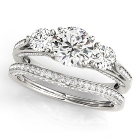 Natural 1.75 CTW Diamond Engagement Ring SET 14K White Gold