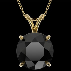 2.58 ctw Fancy Black Diamond Solitaire Necklace 10k Yellow Gold