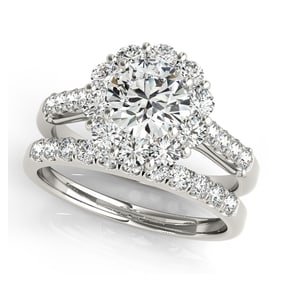 Natural 1.75 CTW Diamond Engagement Ring SET 14K White Gold