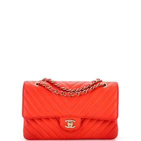 Chanel Classic Double Flap Bag Chevron Calfskin Medium