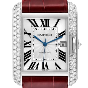 Cartier Tank Anglaise XL White Gold Diamond Mens