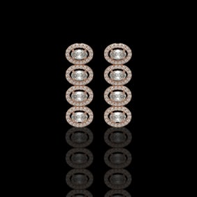 3.84 ctw Oval Cut Diamond Micro Pave Earrings 18K Rose Gold