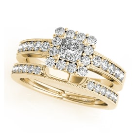 Natural 2.5 CTW Diamond Engagement Ring SET 18K Yellow Gold