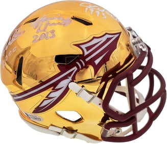 FSU HEISMAN WINNERS AUTOGRAPHED CHROME MINI HELMET 3 SIGS WINSTON BECKETT 181853