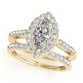 Natural 1.63 CTW Diamond Engagement Ring SET 18K Yellow Gold