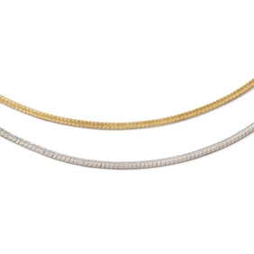 14K Two-tone D/C Reversible 2mm Omega Necklace - 16 in.