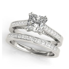 Natural 2.25 CTW Diamond Engagement Ring SET 18K White Gold