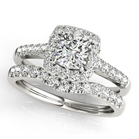 Natural 2.03 CTW Diamond Engagement Ring SET 18K White Gold