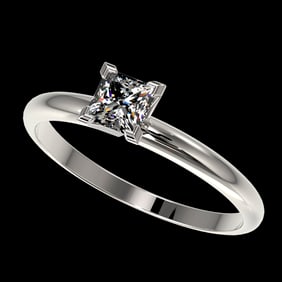 0.50 ctw Certified VS/SI Quality Princess Diamond Ring 10k White Gold
