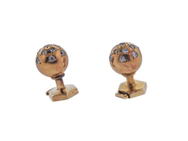 Van Cleef & Arpels VCA Sapphire Diamond Gold Cufflinks Stud Dress Set