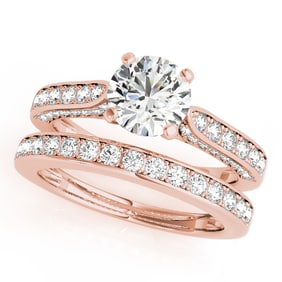 Natural 2.5 CTW Diamond Engagement Ring SET 14K Rose Gold