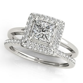 Natural 2.38 CTW Diamond Engagement Ring SET 14K White Gold