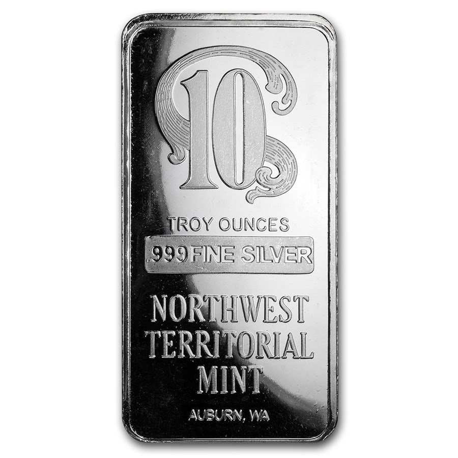 10 oz Silver Bar - Northwest Territorial Mint: 10 oz Silver Bar - Northwest Territorial Mint Product Id: 171802 Year: N/A Grade: None Grade Service: None Mint Mark: N/A - Not Available Metal Content: 10 troy oz Purity: .999