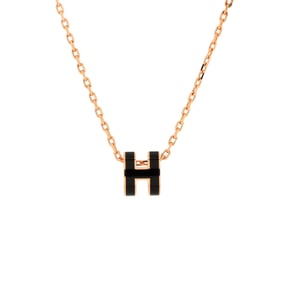 Hermes Pop H Pendant Chain Necklace Metal and Enamel Mini