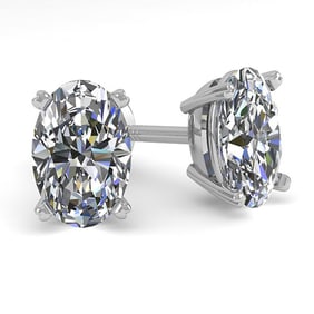 1.0 ctw Oval Cut VS/SI Diamond Stud Designer Earrings 14k White Gold