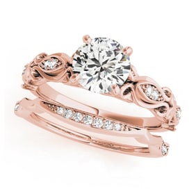 Natural 2.07 CTW Diamond Engagement Ring SET 18K Rose Gold