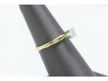 Leo Round Diamond Solitaire Engagement Ring 0.45 Ct I SI2 14k Yellow Gold Papers