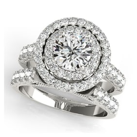 Natural 3 CTW Diamond Engagement Ring SET 14K White Gold