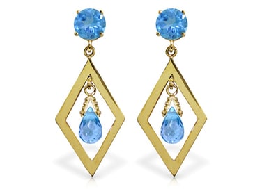 2.4 CTW 14K Solid Gold Euphoria Blue Topaz Earrings