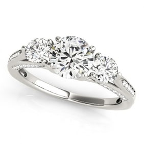 Natural 1.75 ctw Diamond 3 Stone Ring 14k White Gold