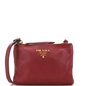 Prada Double Zip Crossbody Bag Vitello Daino Small