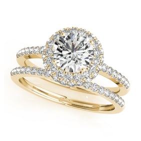 Natural 2.2 CTW Diamond Engagement Ring SET 18K Yellow Gold