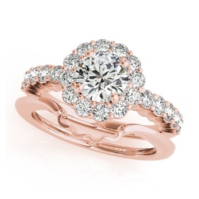 Natural 2.63 CTW Diamond Engagement Ring SET 14K Rose Gold