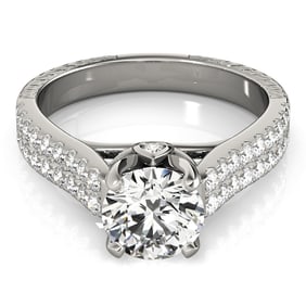 Natural 2.2 CTW Diamond Engagement Ring SET 18K White Gold