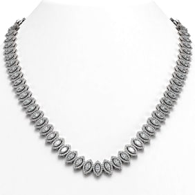 30.73 ctw Marquise Cut Diamond Micro Pave Necklace 18K White Gold