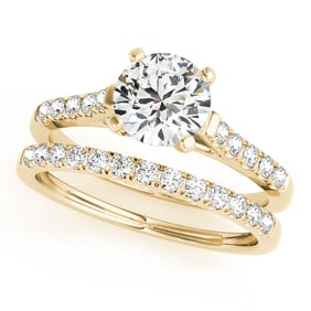 Natural 1.46 CTW Diamond Engagement Ring SET 14K Yellow Gold