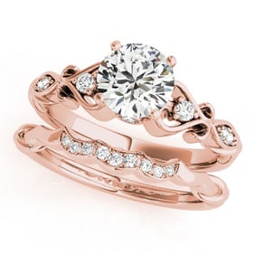 0.72 ctw Certified VS/SI Diamond 2pc Wedding Set Antique 14k Rose Gold