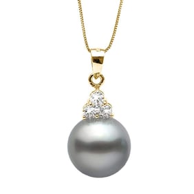 Black Tahitian Pearl and Diamond Charm Pendant