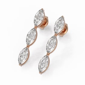 2 ctw Marquise Cut Diamond Designer Earrings 18K Rose Gold