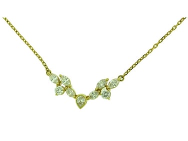 Mikimoto 1.22 Carat Marquise And Round Diamond Necklace 18k Yellow Gold
