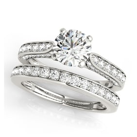 Natural 1.8 CTW Diamond Engagement Ring SET 14K White Gold