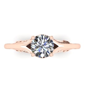 1 ctw Solitaire Certified VS/SI Diamond Ring Art Deco 14k Rose Gold