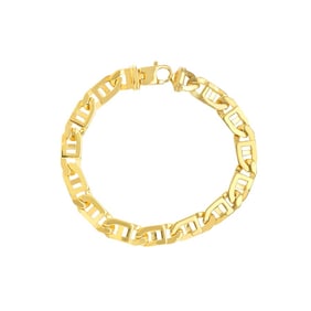 14K Yellow Gold 8.35mm Window Link Chain Bracelet - 8.5 in.