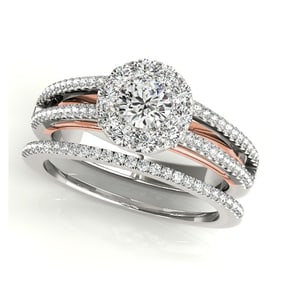 Natural 1.38 CTW Diamond Engagement Ring SET 14K Rose Gold