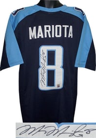 Marcus Mariota signed Blue Stitched Pro Style Football Jersey XL #8-MARIOTA HOLO