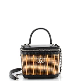 Chanel Take Away Vanity Case Rattan and Calfskin Small