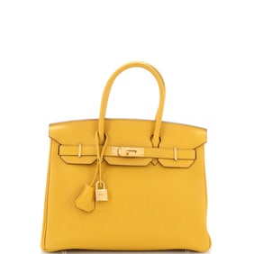 Hermes Birkin Handbag Jaune Ambre Togo with Gold Hardware 30