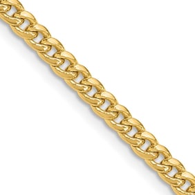 14K Yellow Gold 3.5mm Semi-Solid Miami Cuban Chain - 26 in.