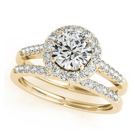 Natural 2.08 CTW Diamond Engagement Ring SET 14K Yellow Gold