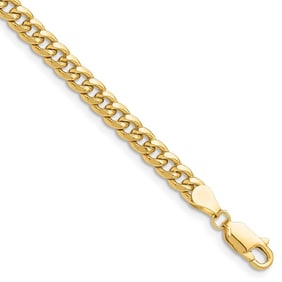 14K Yellow Gold 4.5mm Semi-Solid Miami Cuban Chain - 8 in.