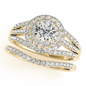 Natural 2.33 CTW Diamond Engagement Ring SET 18K Yellow Gold