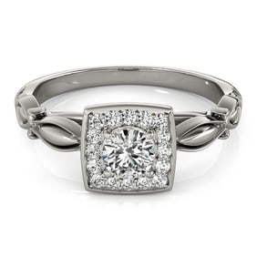 Natural 1.16 CTW Diamond Engagement Ring 18K White Gold