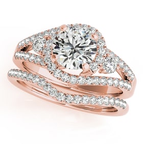 Natural 2.75 CTW Diamond Engagement Ring SET 14K Rose Gold